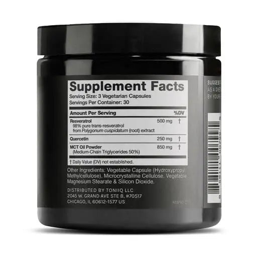 Toniiq 1600mg Resveratrol Blend - Ultra High Purity and 3rd Party Tested - with MCT Oil for Added Bioavailability - Optimal NAD Supplement - Maple Wellness Supplements