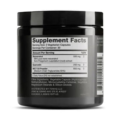 Toniiq 1600mg Resveratrol Blend - Ultra High Purity and 3rd Party Tested - with MCT Oil for Added Bioavailability - Optimal NAD Supplement - Maple Wellness Supplements