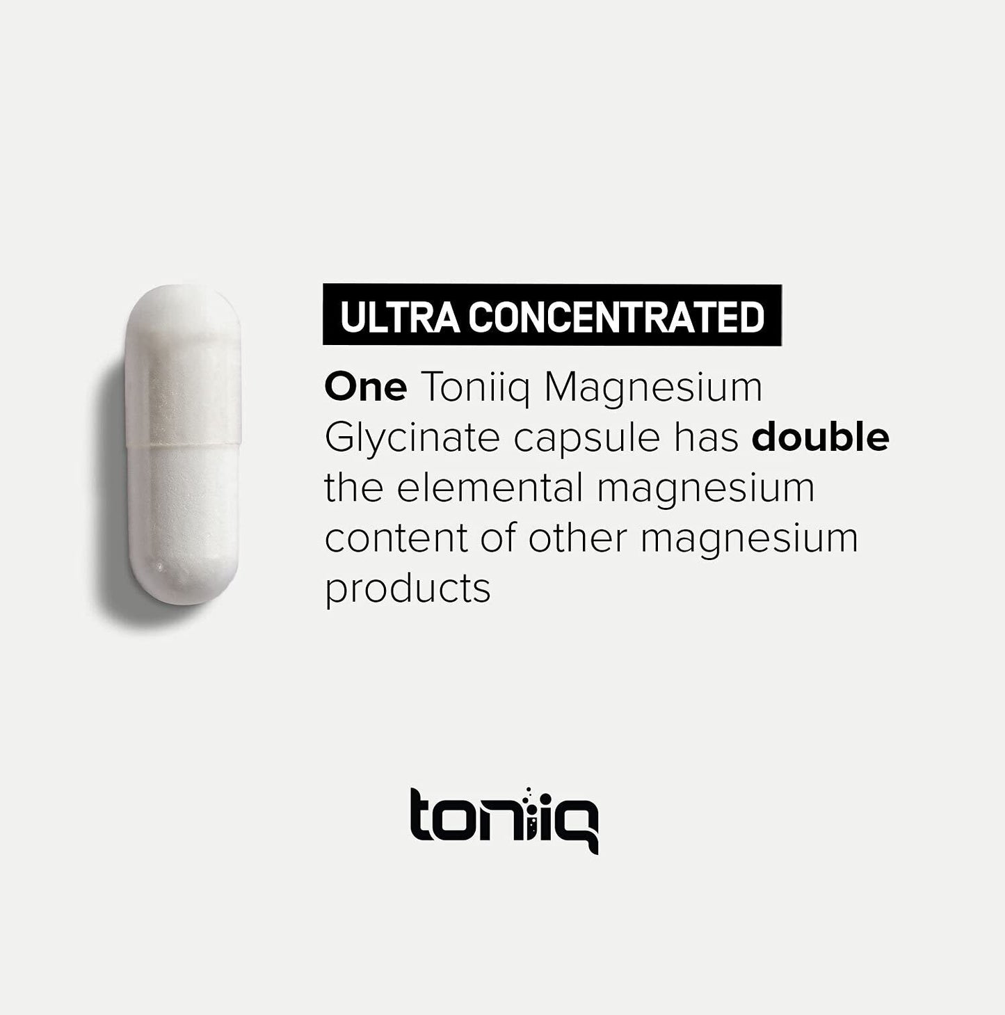 Toniiq 3,000mg Ultra High Strength Magnesium Glycinate - 20% Purified to Contain 600mg of Elemental Magnesium - Chelated and Bioavailable Magnesium - Maple Wellness Supplements