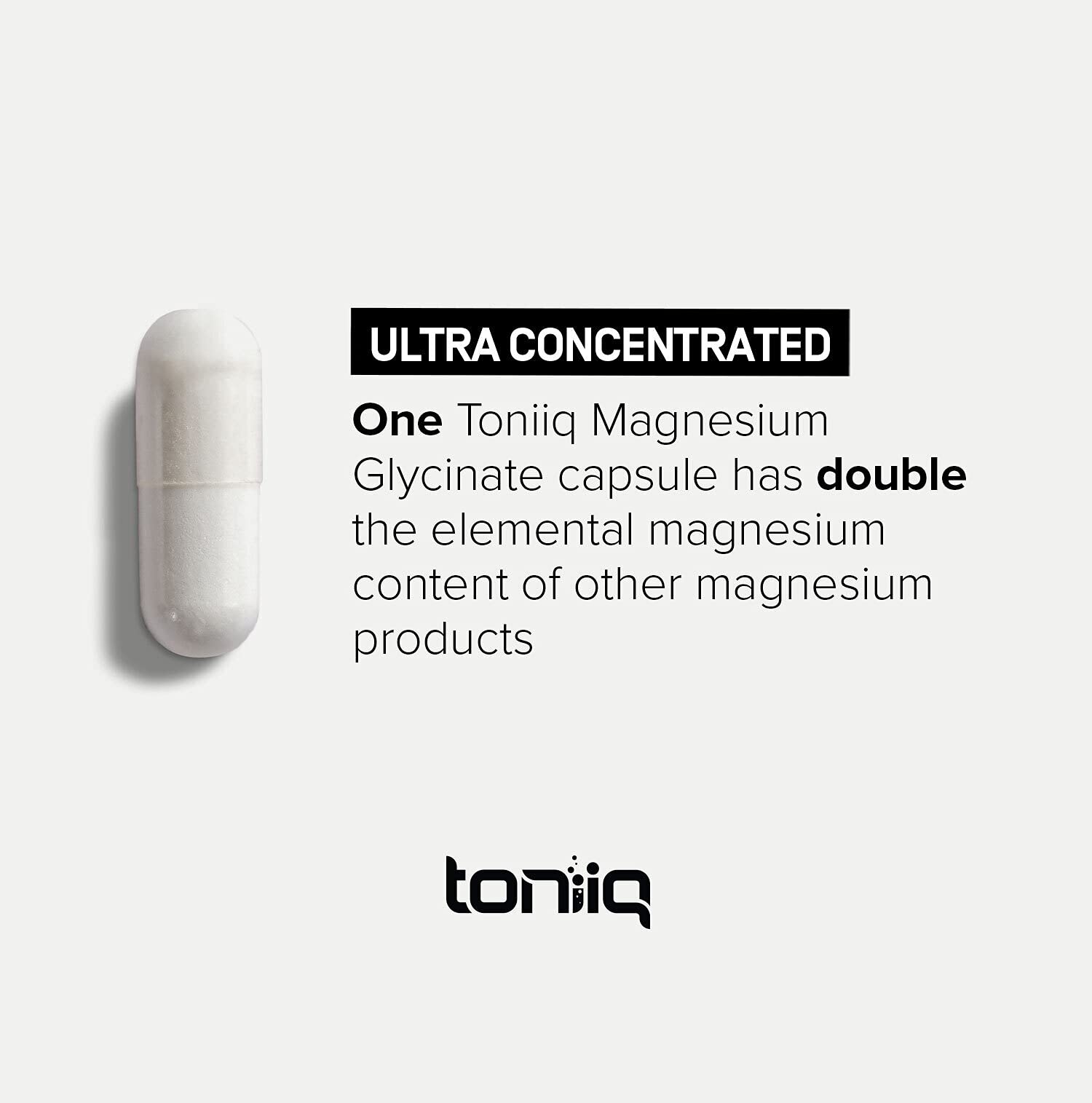 Toniiq 3,000mg Ultra High Strength Magnesium Glycinate - 20% Purified to Contain 600mg of Elemental Magnesium - Chelated and Bioavailable Magnesium - Maple Wellness Supplements