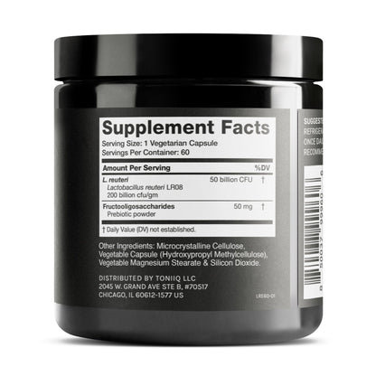Toniiq 50 Billion CFU Lactobacillus Reuteri Probiotic 50mg per Serving - L Reuteri Probiotics - Highest CFU Count Lactobacillus Reuteri Probiotic - 60 Vegetarian Capsules - 60 Servings - Maple Wellness Supplements