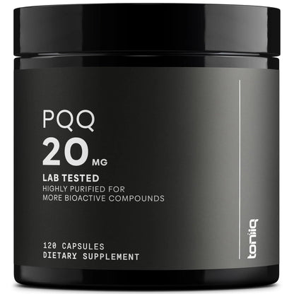 Toniiq 99%+ 20mg Supplement - Ultra High Purity PQQ 20mg Concentrated Formula - PQQ 20 mg 120 Capsules - Pyrroloquinoline Quinone Supplement - 1 Capsule Serving - Vegetarian Capsules - Maple Wellness Supplements
