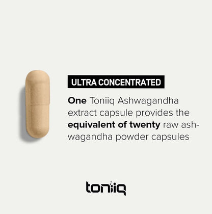 Toniiq Ashwagandha - Ultra High Potency 20:1 Extract with 10% Withanolides - Wild Harvested in India - Highly Concentrated - Third-Party Lab Tested - 90 Capsules - Maple Wellness Supplements