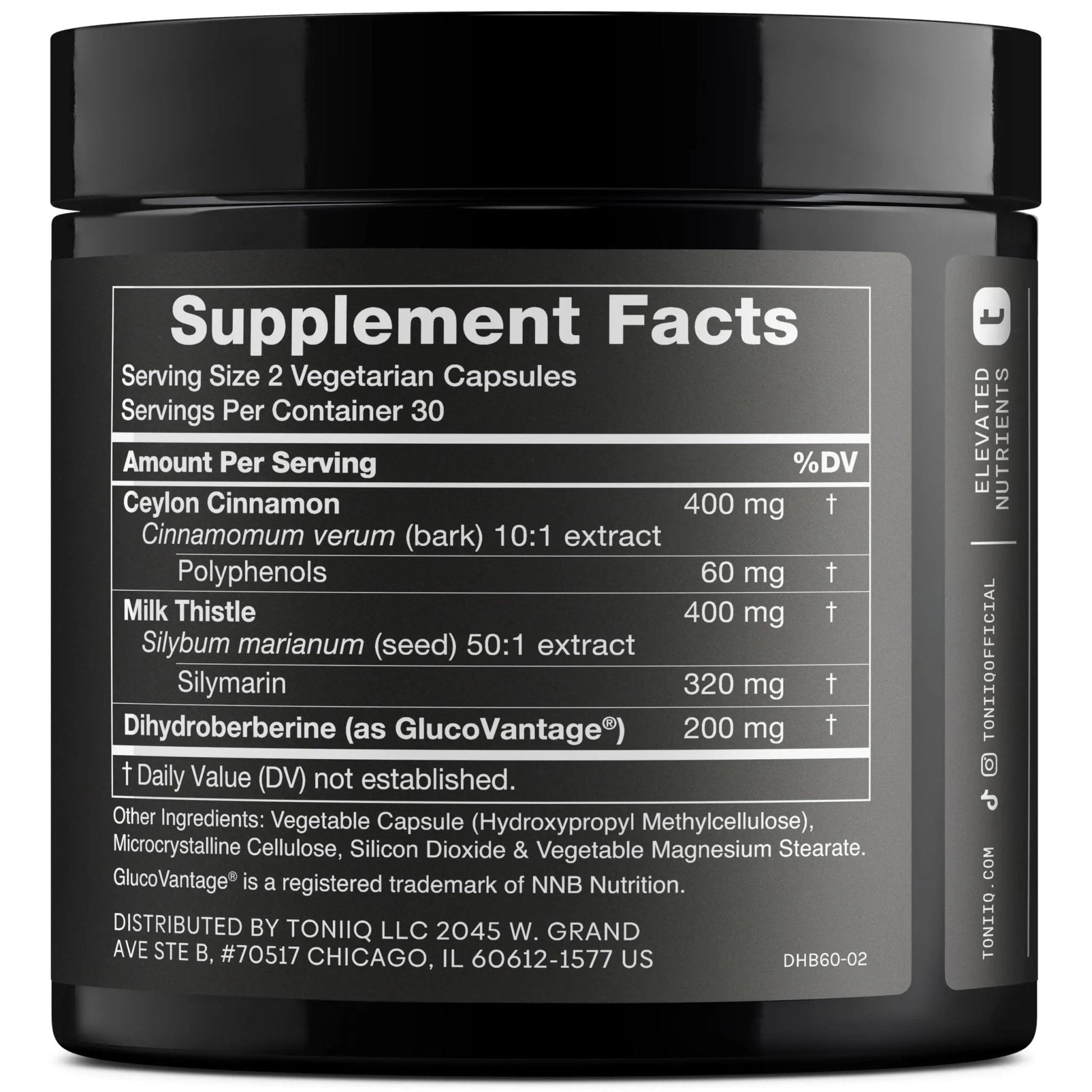 Toniiq Dihydroberberine Supplement - Ultra High Potency 1,000mg Formula with GlucoVantage, 10:1 Ceylon Cinnamon & 50:1 Milk Thistle - Third-Party Lab Tested - Maple Wellness Supplements