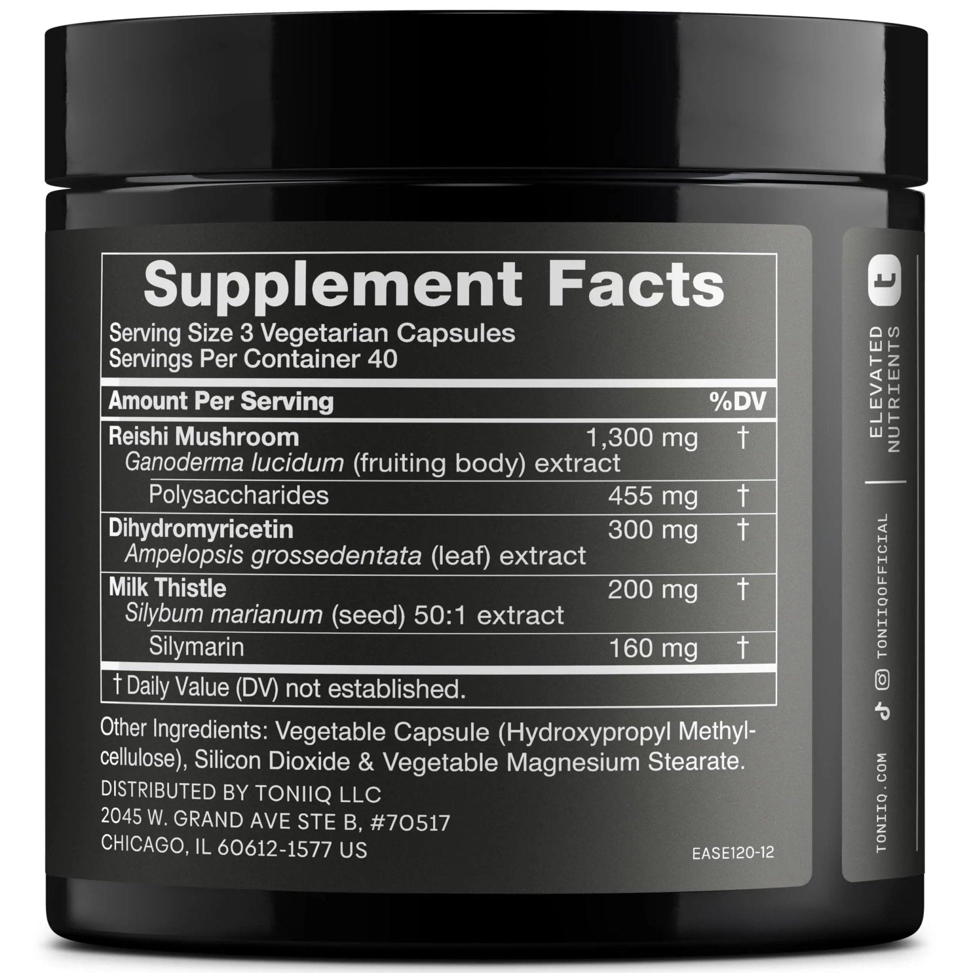 Toniiq Ease with DHM - Full Liver Support for a Night Out - 120 Capsules - 50x Super Concentrated Extract - Maple Wellness Supplements