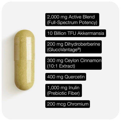 Toniiq GLP-1 Support — with Clinically Studied, Patented GlucoVantage® Dihydroberberine and Akkermansia — Appetite and Fullness Support — 120 Capsules (60-Day Supply) - Maple Wellness Supplements