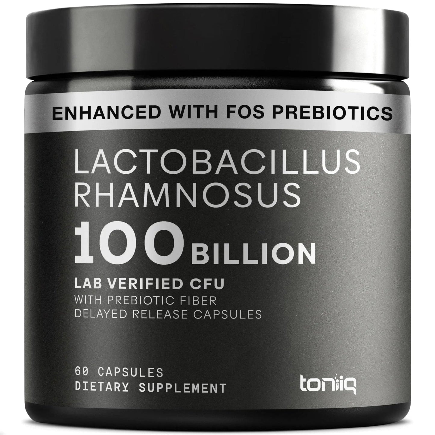 Toniiq Lactobacillus Rhamnosus – Ultra High Strength 100B CFU with Prebiotic FOS – Delayed Release Capsules – Third-Party Lab Tested – 60 Capsules - Maple Wellness Supplements