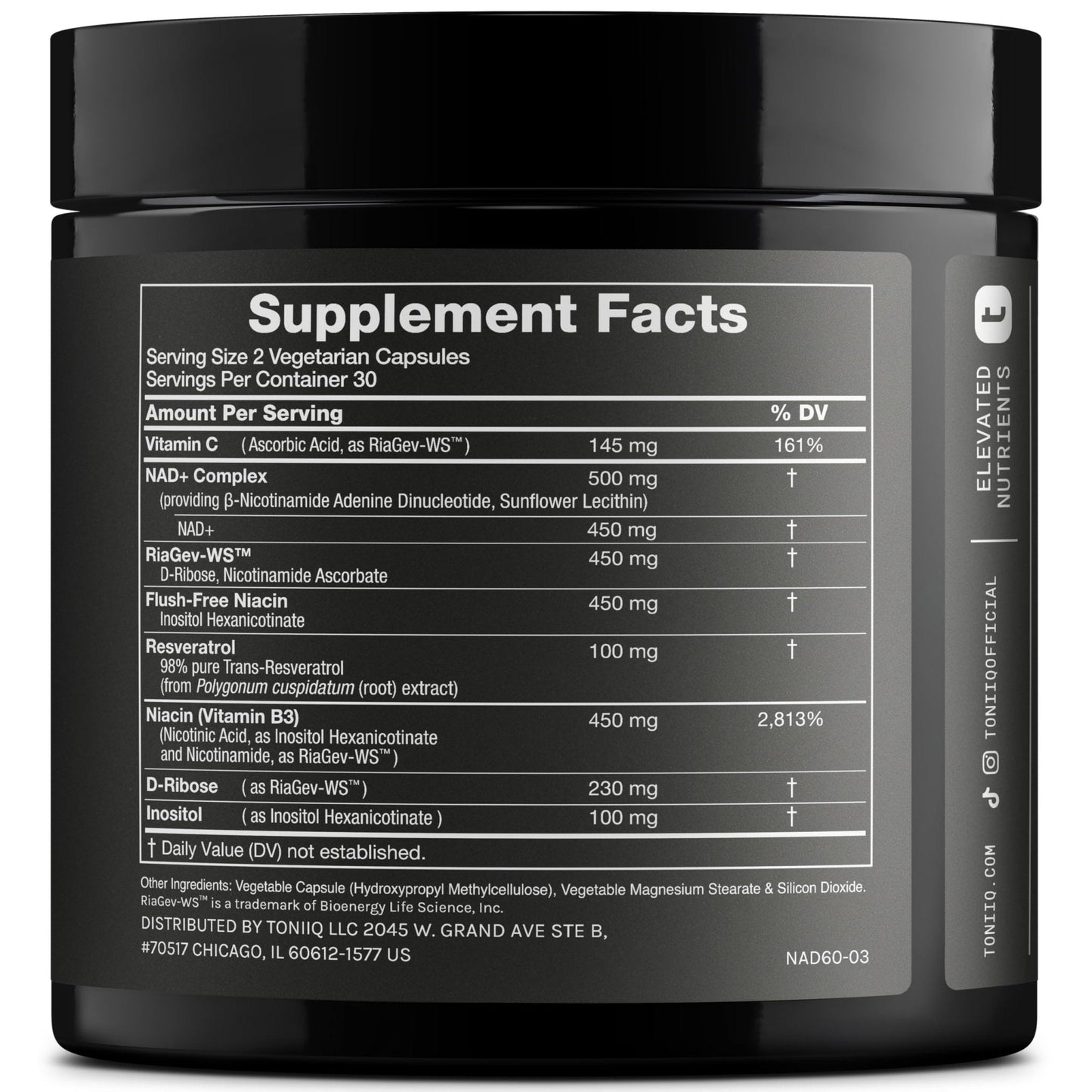 Toniiq Liposomal NAD+ and Resveratrol Supplement - 1500mg Ultra High Strength NAD Supplement - Clinically Studied Ingredients with Patented RiaGev-WS - Maple Wellness Supplements