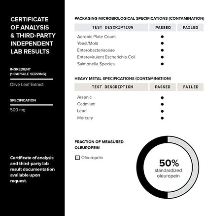 Toniiq Olive Leaf Extract - Ultra High Potency 45:1 Extract with 50% Oleuropein - Highly Concentrated - Third-Party Lab Tested - 120 Capsules - Maple Wellness Supplements