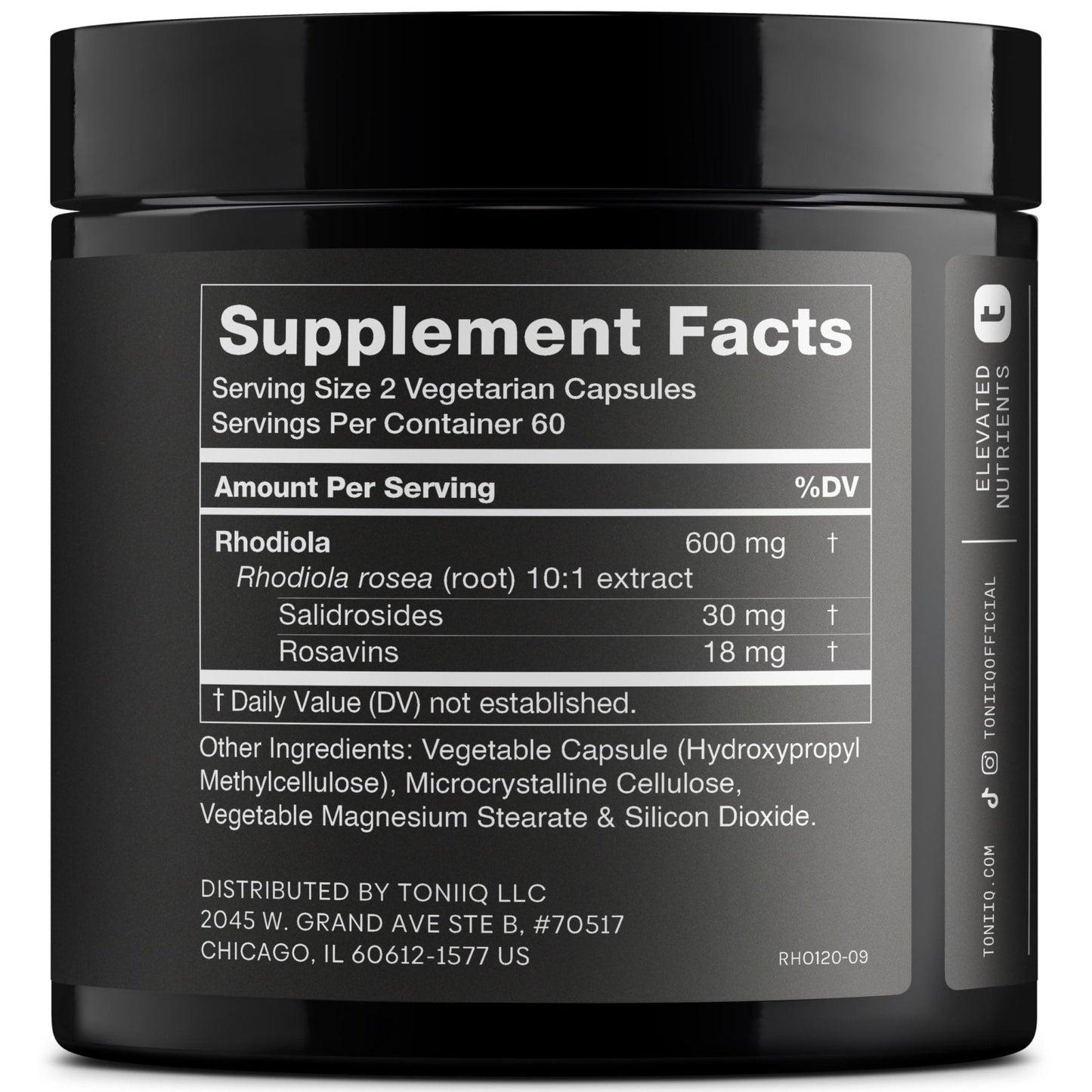 Toniiq Triple-Strength 600mg Rhodiola Rosea - 120 Capsules - 5% Salidroside Concentrated Extract - Highly Purified and Bioavailable - Maple Wellness Supplements
