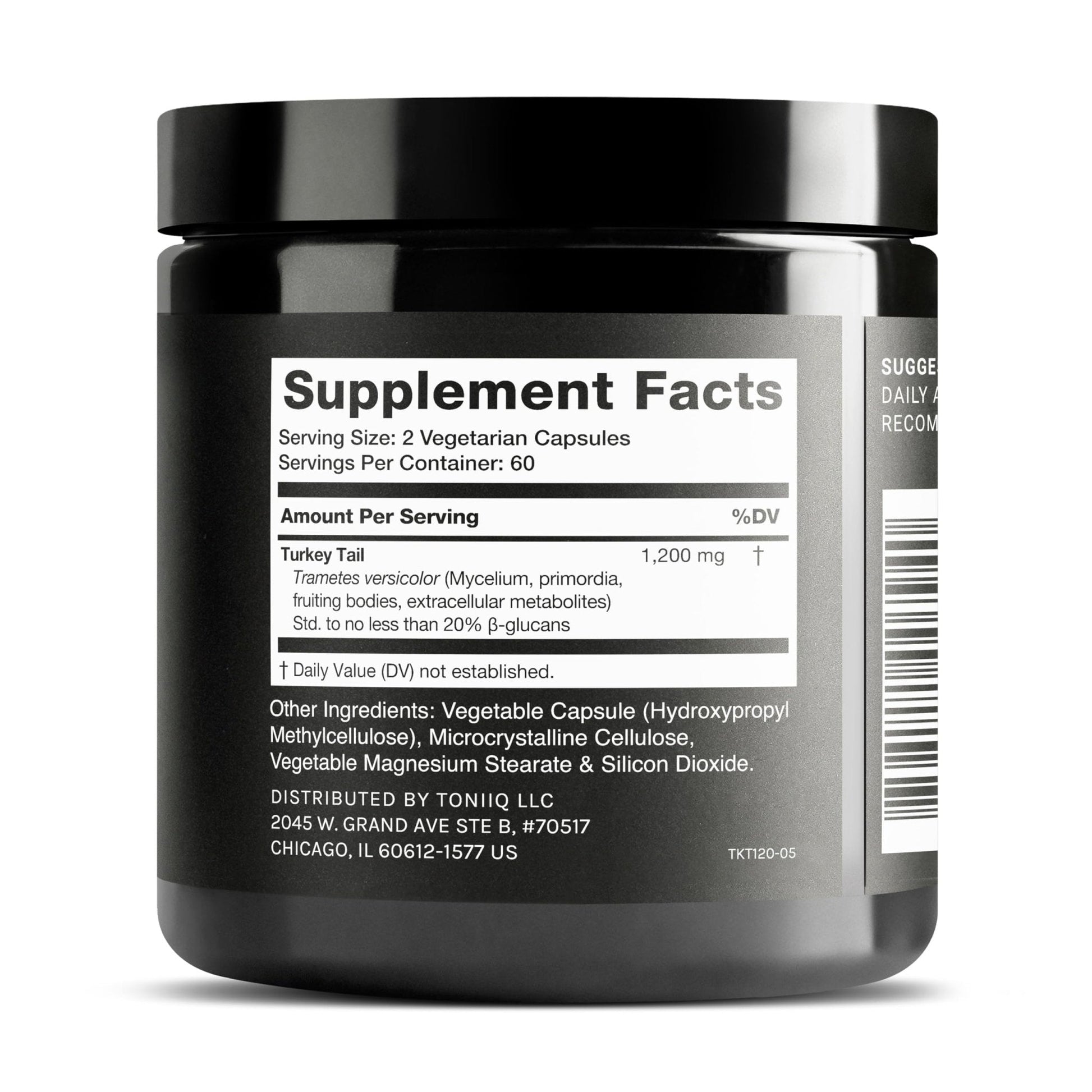 Toniiq Turkey Tail Mushroom Capsules - Ultra High Potency with 20% Beta Glucans - Highly Concentrated - Third-Party Lab Tested - 120 Capsules - Maple Wellness Supplements