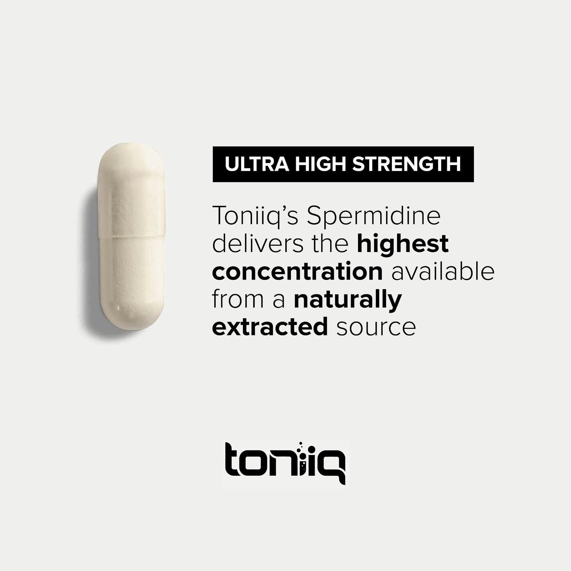 Toniiq Ultra Concentrated 500mg Spermidine Supplements for Men and Women - Non-Synthetic Spermidine Standardized to No Less Than 1% - 5mg per Serving Rice Germ Extract - Maple Wellness Supplements