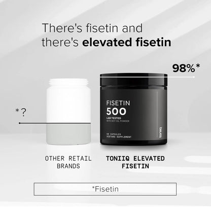Toniiq Ultra High Purity Fisetin 500mg - 98%+ Higly Purified & Bioavailable Fisetin Supplement with MCT Oil for Absorption - Third-Party Tested Senolytic Supplements for Aging Support - 60 Capsules - Maple Wellness Supplements