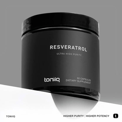 Toniiq Ultra High Purity Resveratrol Capsules - 98% Trans-Resveratrol - Highly Purified and Bioavailable - 60 Caps Reservatrol Supplement - Maple Wellness Supplements