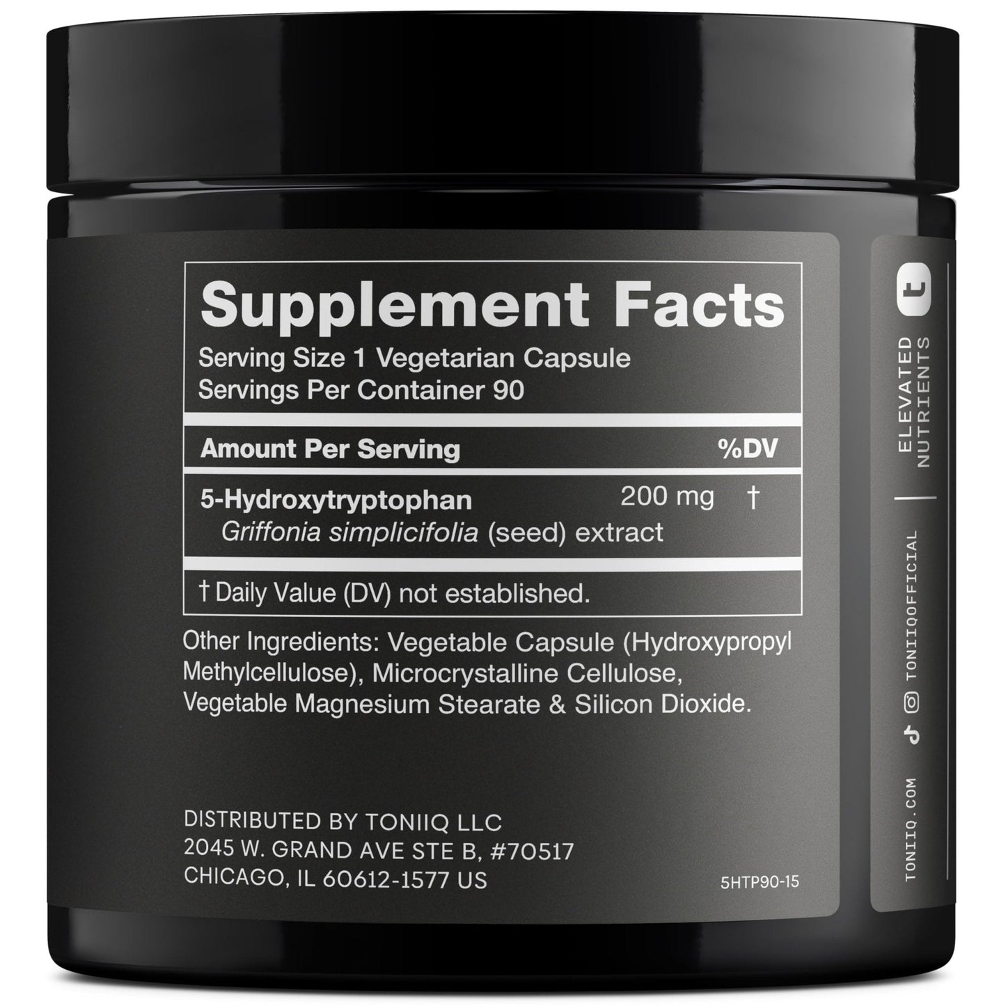 Toniiq Ultra High Strength 5HTP Capsules - 99%+ Highly Purified and Bioavailable - 12:1 Concentrated Extract - 200mg - 90 Veggie Capsules - Maple Wellness Supplements