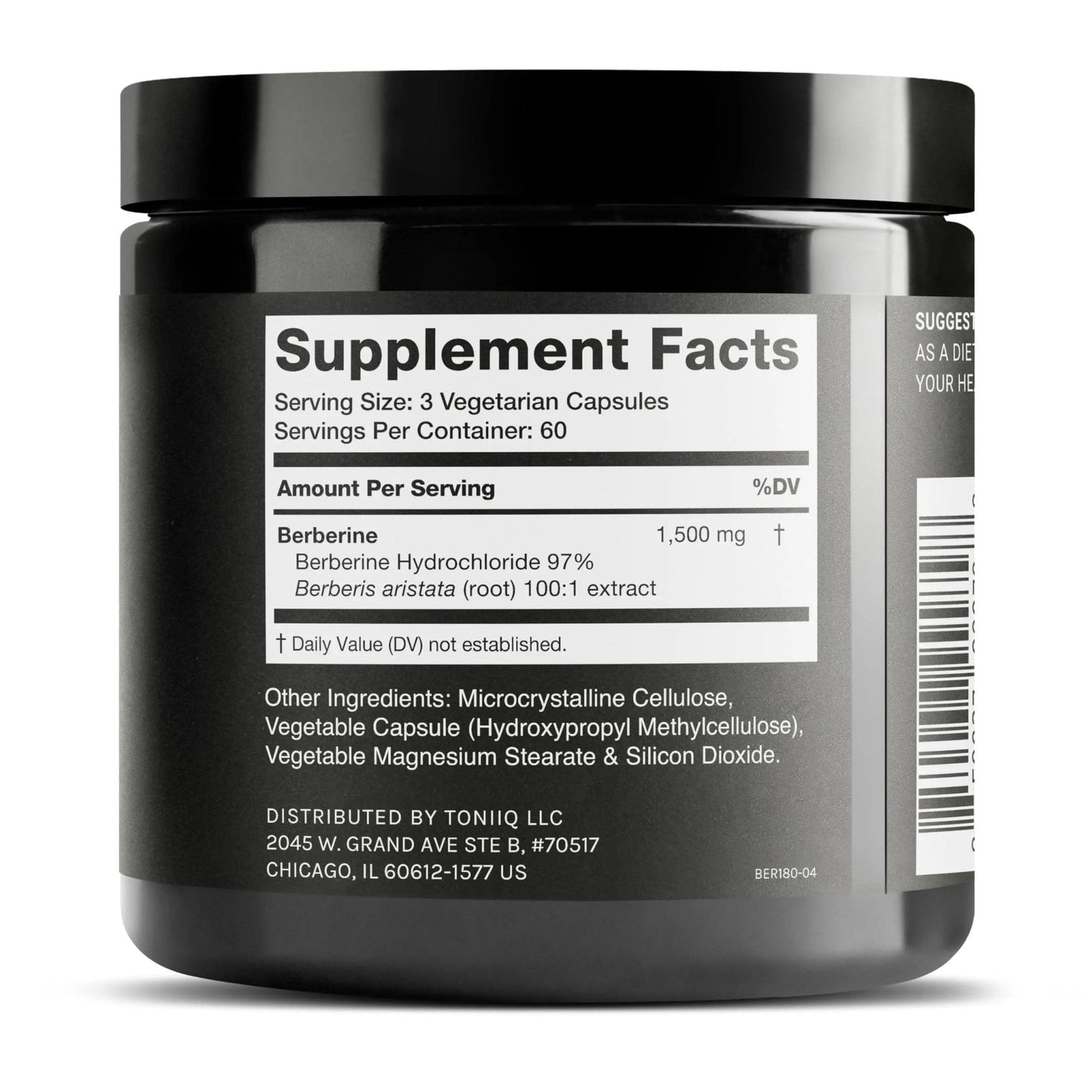 Toniiq Ultra High Strength Berberine HCl from The Himalayas - 100:1 Concentrated Extract - Lab-Tested 97% Berberine HCl - 180 Vegetarian Capsules, 1500 mg per Serving - Maple Wellness Supplements
