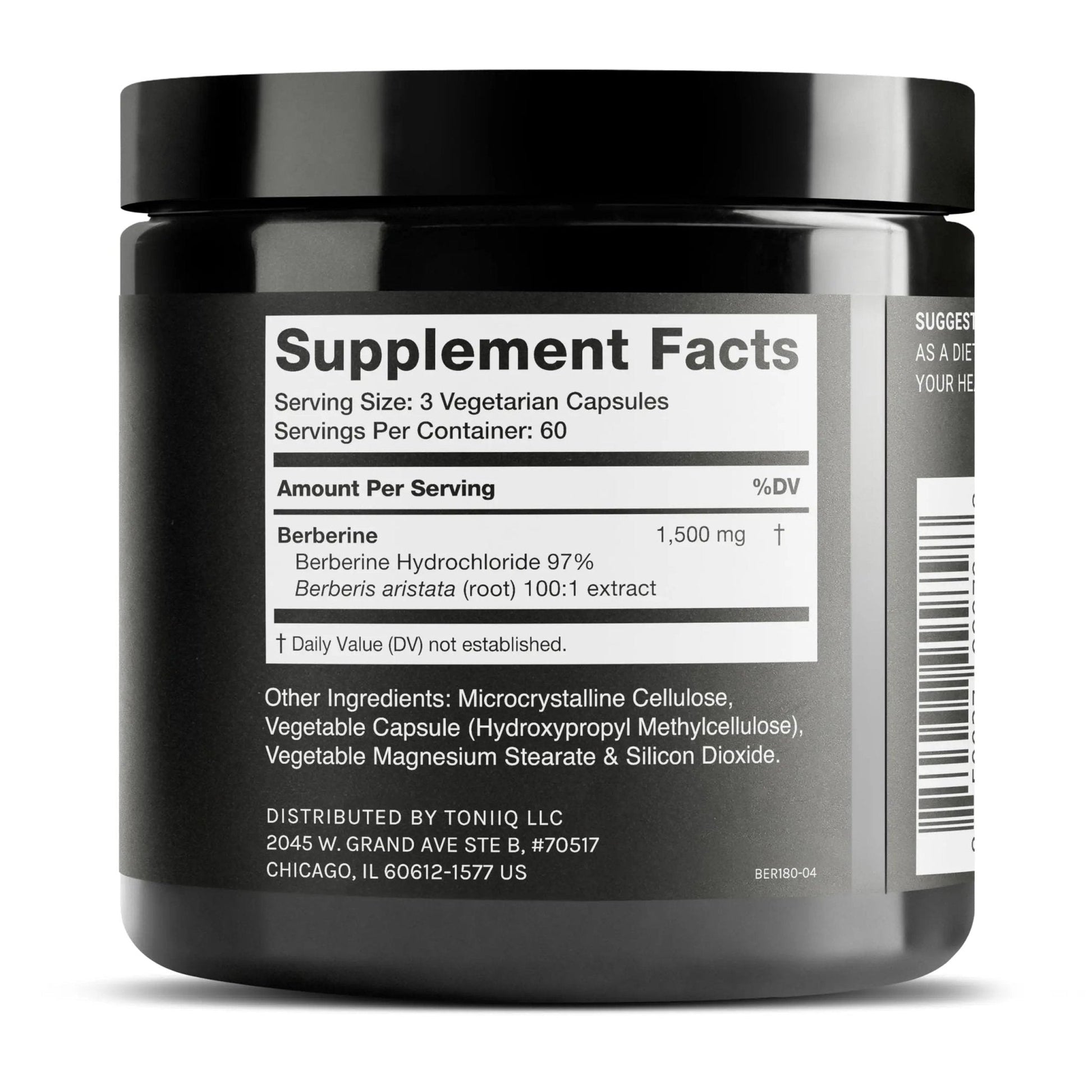 Toniiq Ultra High Strength Berberine HCl from The Himalayas - 100:1 Concentrated Extract - Lab-Tested 97% Berberine HCl - 180 Vegetarian Capsules, 1500 mg per Serving - Maple Wellness Supplements