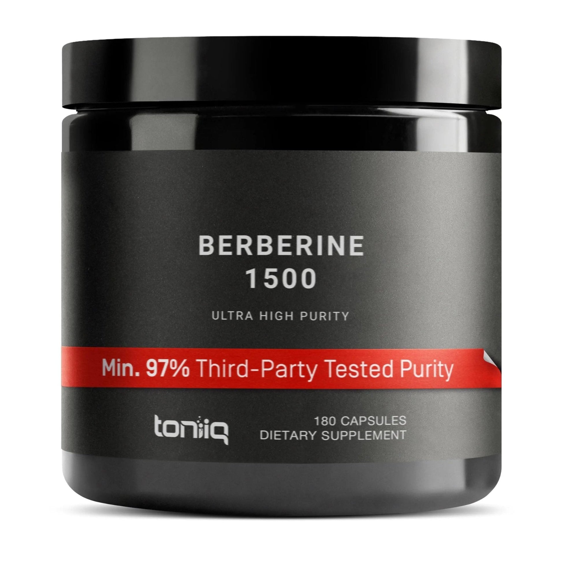 Toniiq Ultra High Strength Berberine HCl from The Himalayas - 100:1 Concentrated Extract - Lab-Tested 97% Berberine HCl - 180 Vegetarian Capsules, 1500 mg per Serving - Maple Wellness Supplements