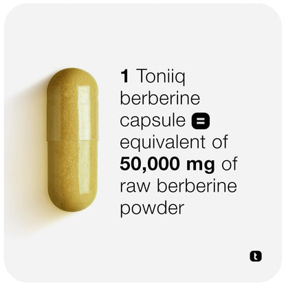 Toniiq Ultra High Strength Berberine HCl from The Himalayas - 100:1 Concentrated Extract - Lab-Tested 97% Berberine HCl - 180 Vegetarian Capsules, 1500 mg per Serving - Maple Wellness Supplements