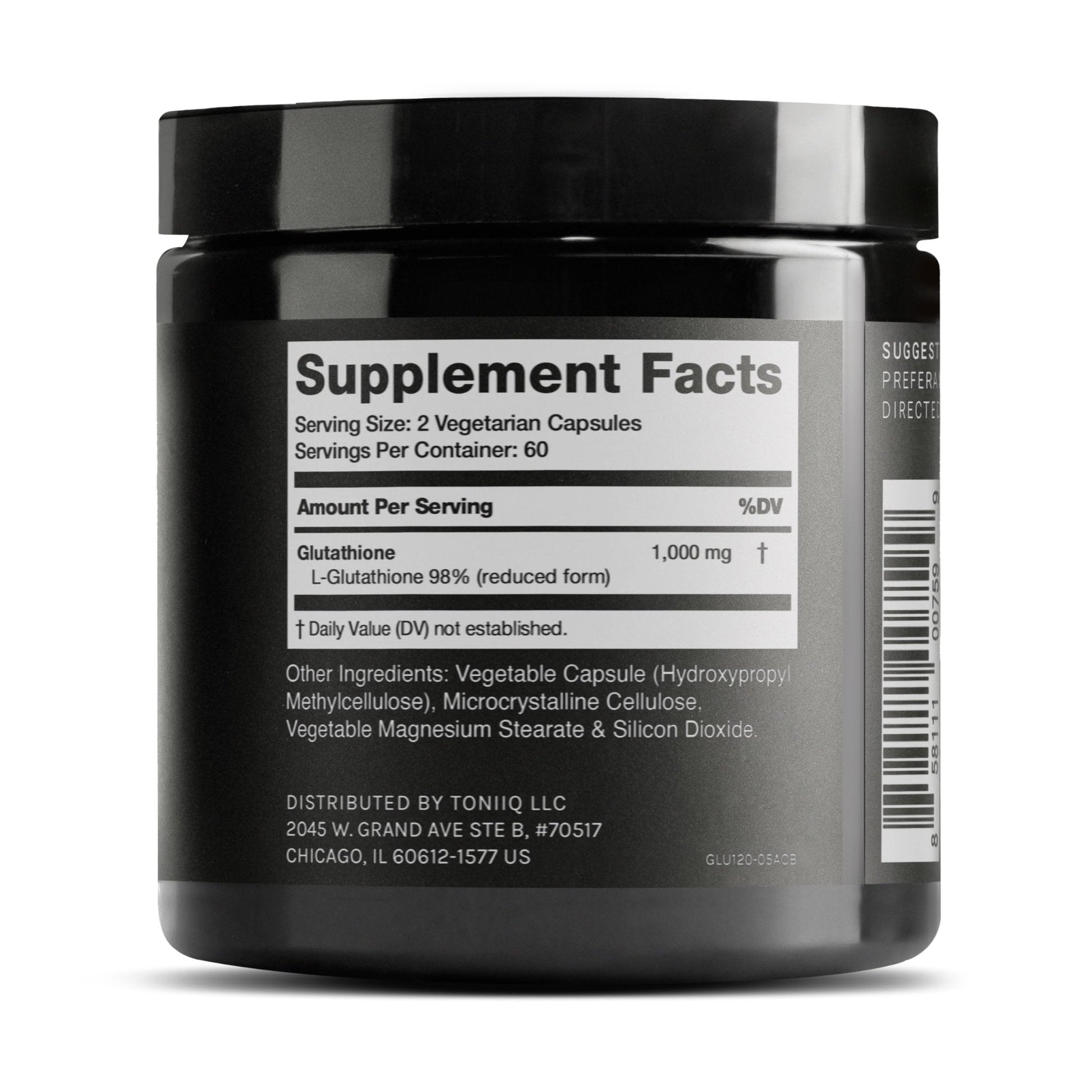 Toniiq Ultra High Strength Glutathione Capsules - 1000mg Concentrated Formula - 98%+ Highly Purified and Bioavailable - Non-GMO Fermentation - 120 Capsules Reduced Glutathione Supplement - Maple Wellness Supplements
