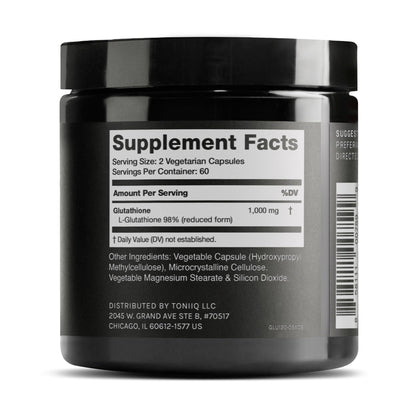 Toniiq Ultra High Strength Glutathione Capsules - 1000mg Concentrated Formula - 98%+ Highly Purified and Bioavailable - Non-GMO Fermentation - 120 Capsules Reduced Glutathione Supplement - Maple Wellness Supplements