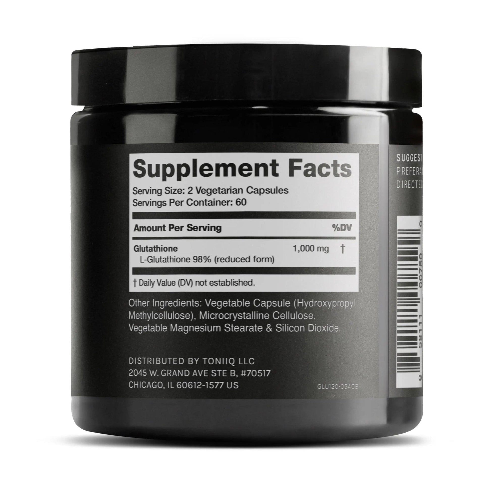 Toniiq Ultra High Strength Glutathione Capsules - 1000mg Concentrated Formula - 98%+ Highly Purified and Bioavailable - Non-GMO Fermentation - 120 Capsules Reduced Glutathione Supplement - Maple Wellness Supplements
