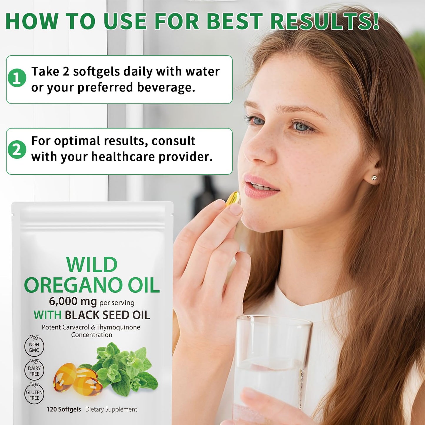 Tooffi Oil of Oregano Softgels,Oregano Oil Capsules Organic,2-in-1 6000mg Oil of Oregano with Black Seed Oil 200mg,Oregano Oil - Maple Wellness Supplements