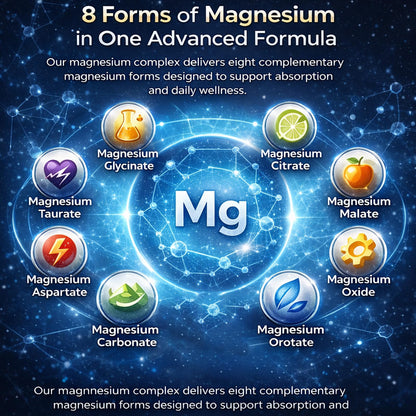 Top Nurex Magnesium Complex Supplement for Women & Men | 1000mg Maximum Absorption | 8 Magnesium Forms Including Glycinate, Citrate, Malate | Supports Relaxation, Sleep, Bone Strength | 90 Capsules - Maple Wellness Supplements