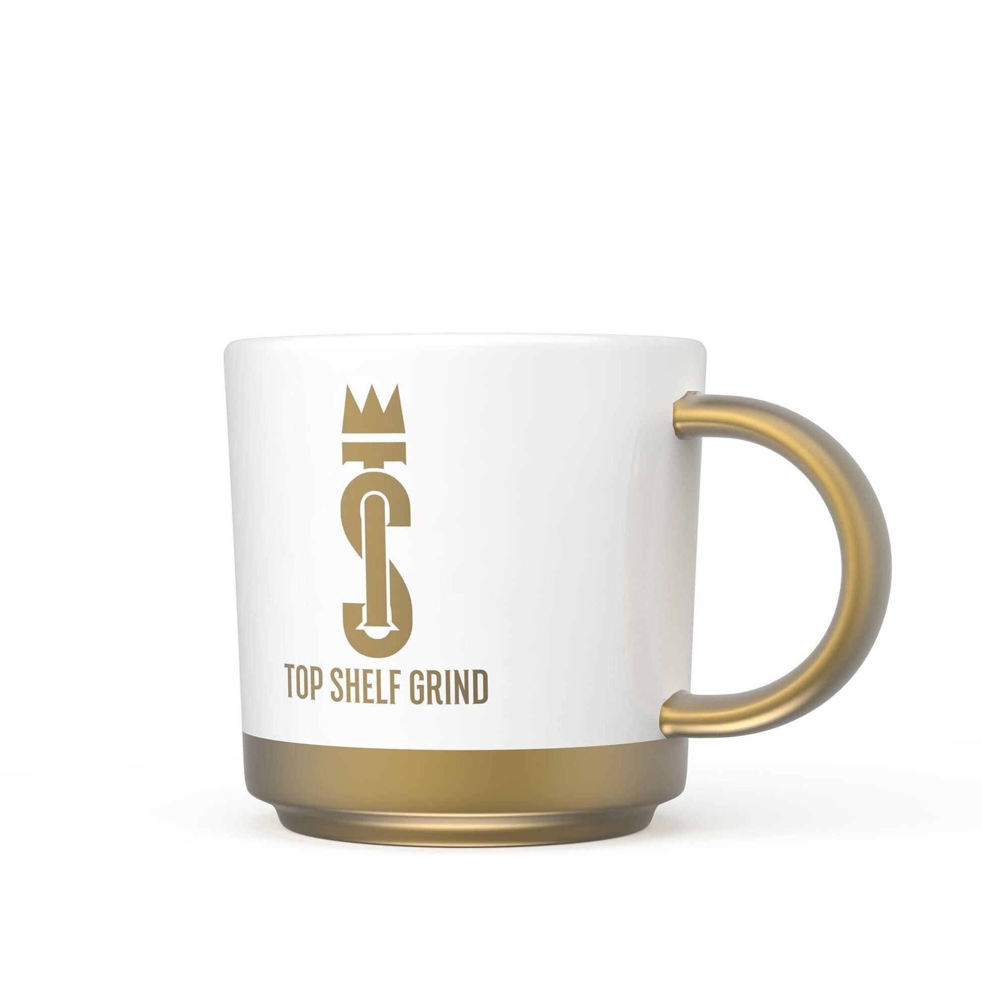 Top Shelf Grind Coffee Mug - The Prosperity Cup (Drink & Grow Rich) - White & Gold - Maple Wellness Supplements