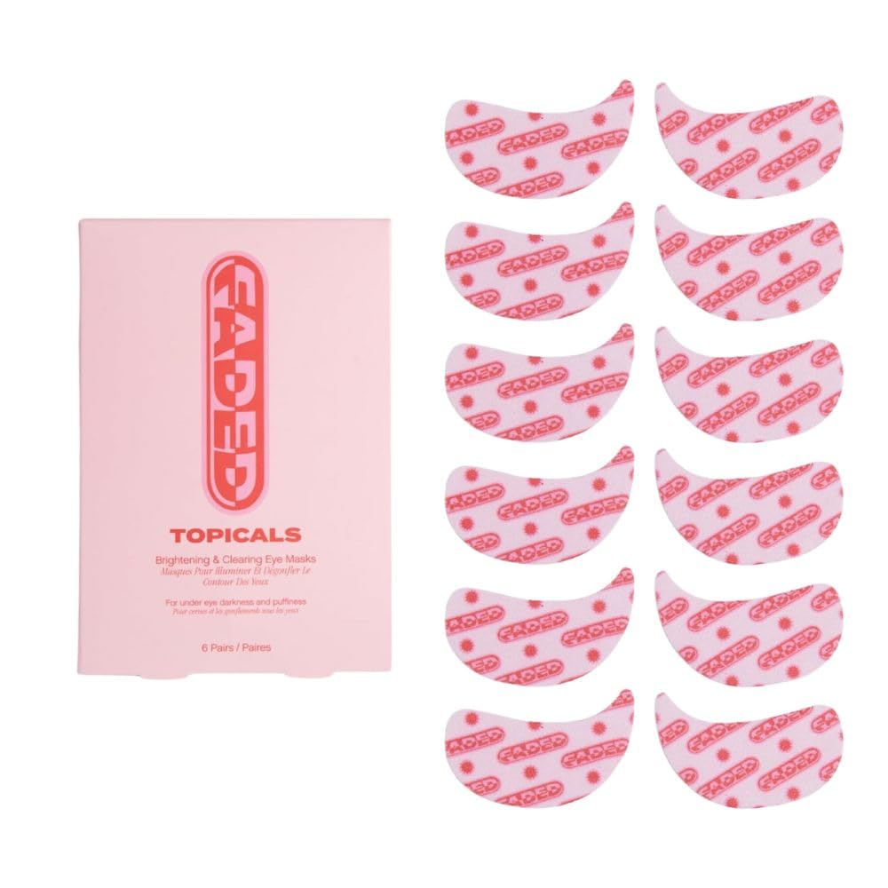 Topicals Faded Brightening Under Eye Masks | Patches to Depuff, Hydrate, Brighten and Cool | Reduce Dark Circles and Fine Lines | Contains Kojic Acid, Caffeine and Niacinamide (Set of 6) - Maple Wellness Supplements
