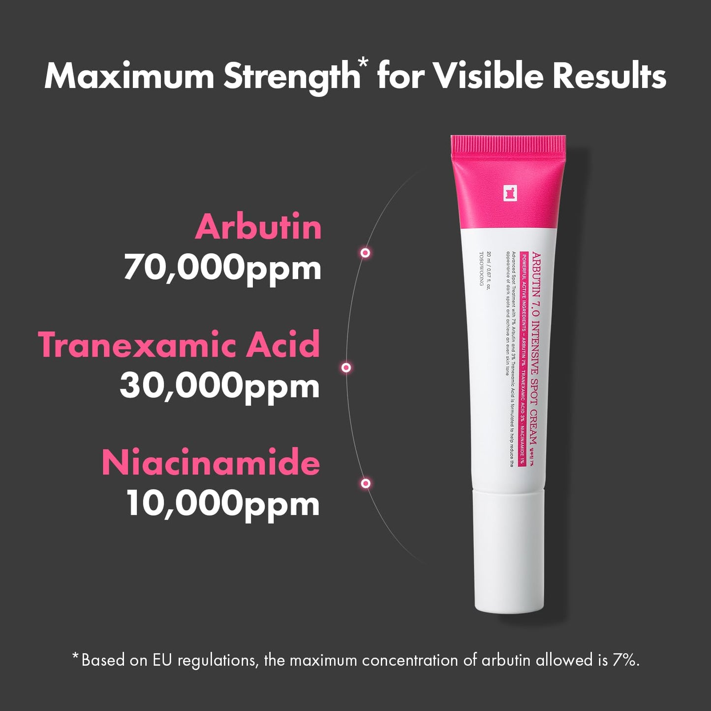 TOSOWOONG Arbutin 7% Intensive Spot Cream with 70,000ppm Arbutin, 3% Tranexamic Acid, 1% Niacinamide, Glutathione, Dark Spots - Maple Wellness Supplements