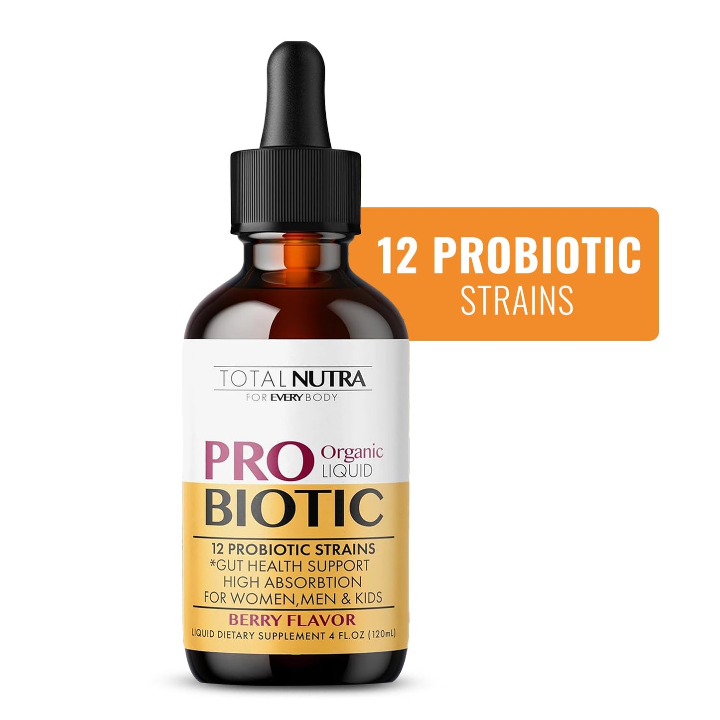 Total Nutra USDA Organic Liquid Probiotic for Kids, Women & Men, Toddler Probiotic Drops with Alfalfa Prebiotic Blend + Acidophilus for Gut Health, Vegan - Maple Wellness Supplements