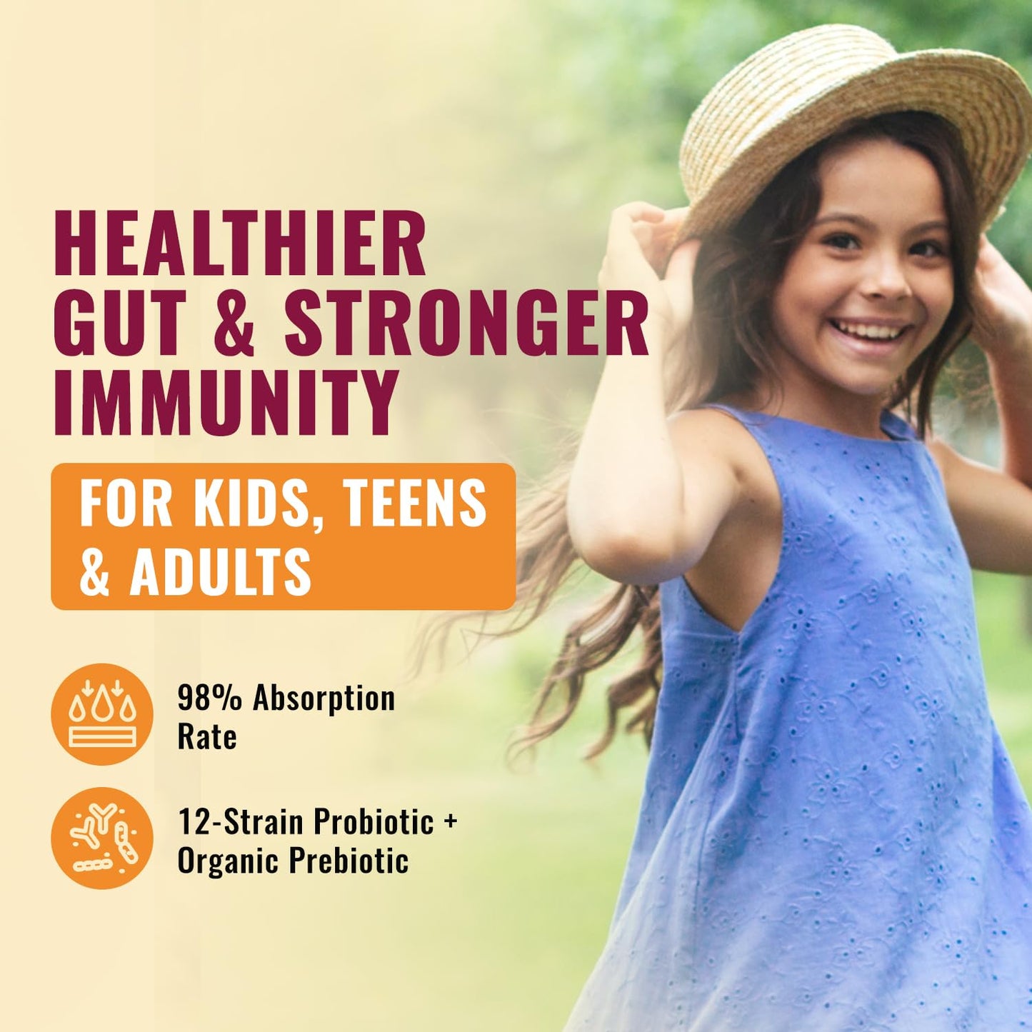 Total Nutra USDA Organic Liquid Probiotic for Kids, Women & Men, Toddler Probiotic Drops with Alfalfa Prebiotic Blend + Acidophilus for Gut Health, Vegan - Maple Wellness Supplements