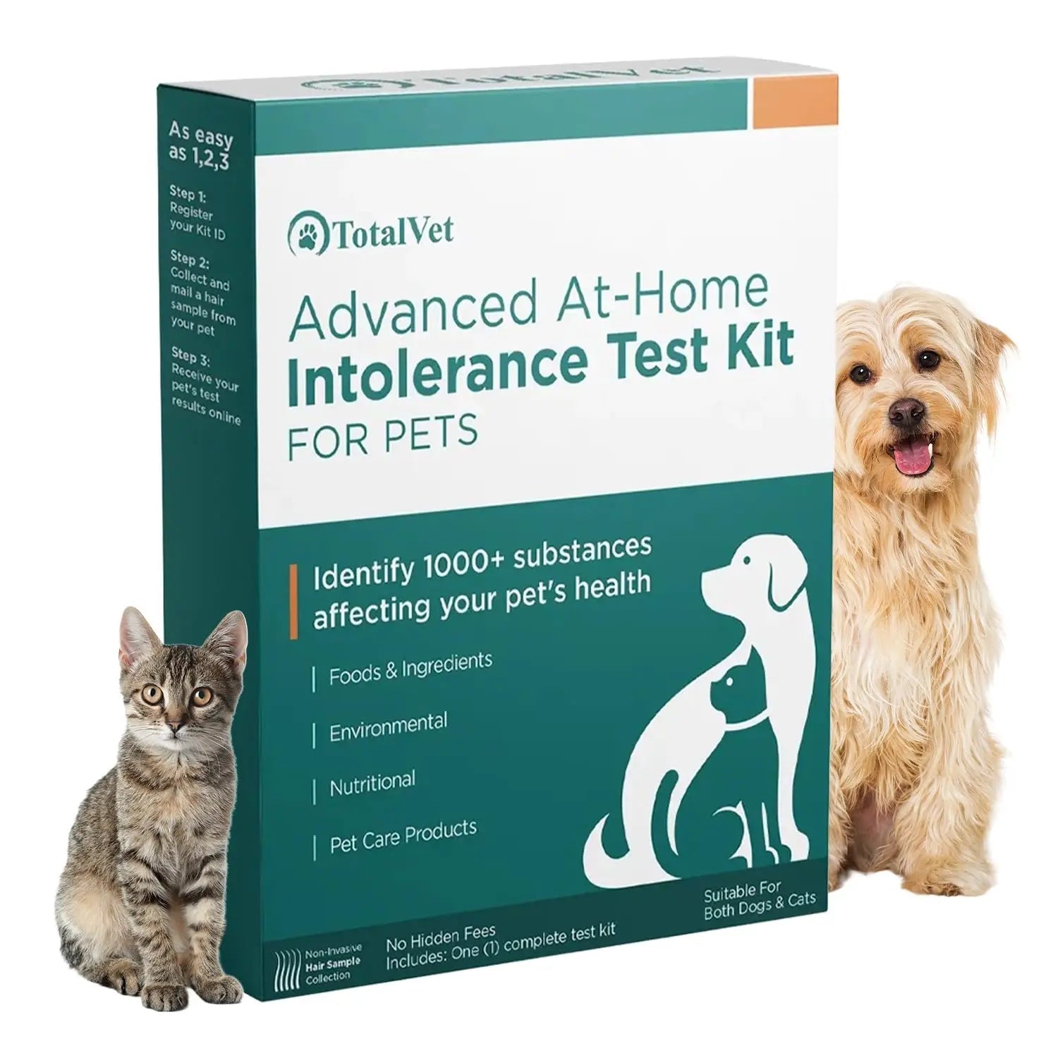 TotalVet Dog Allergy +1000 Food & Nutritional Sensitivity Test, Pet Intolerance Kit at Home — Advanced Complement to DNA Tests for Complete Pet Wellness - Maple Wellness Supplements