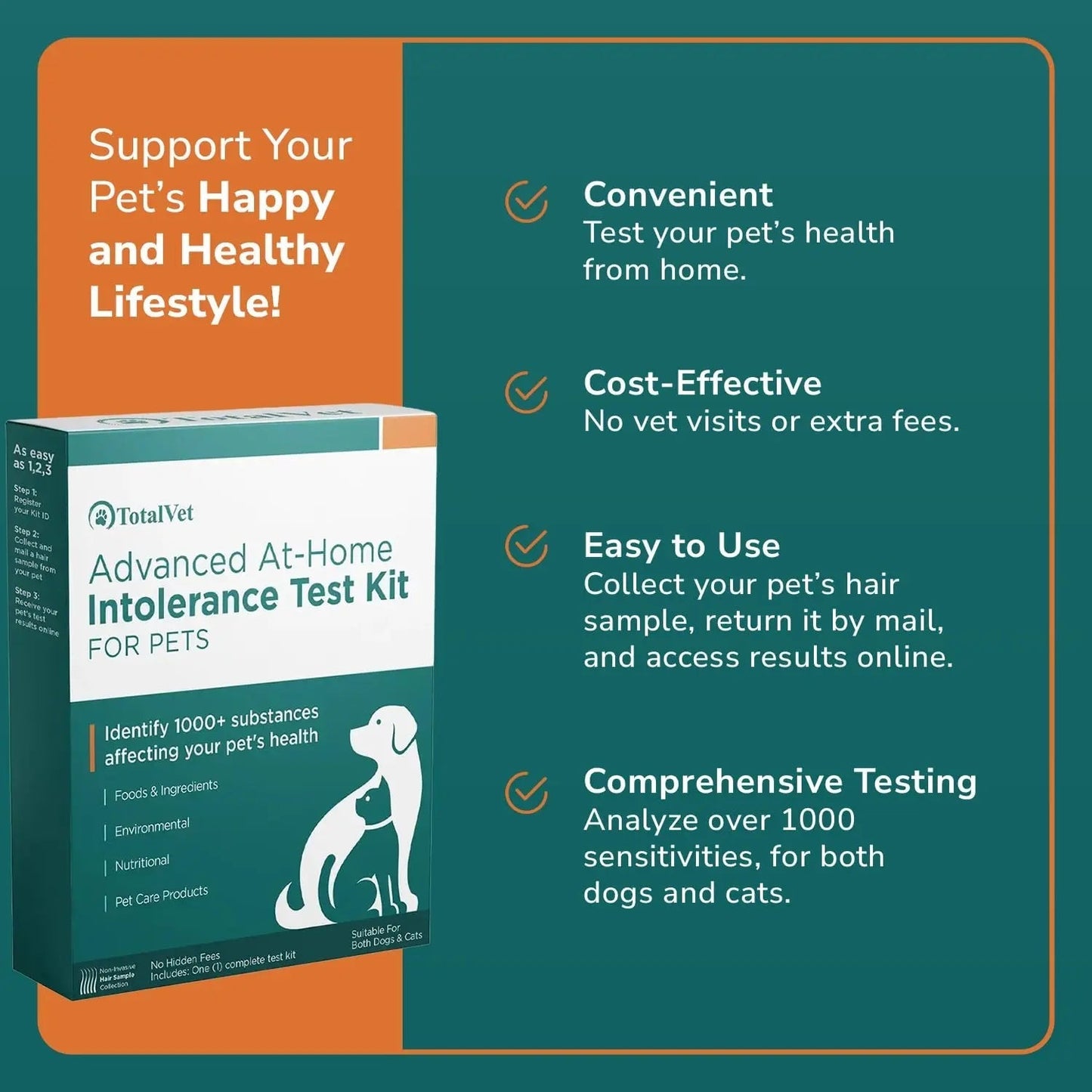 TotalVet Dog Allergy +1000 Food & Nutritional Sensitivity Test, Pet Intolerance Kit at Home — Advanced Complement to DNA Tests for Complete Pet Wellness - Maple Wellness Supplements
