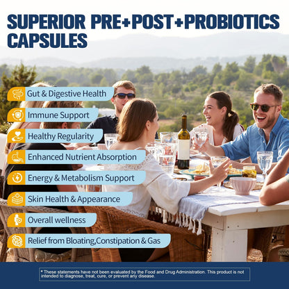 Totaria 5-in-1 Probiotic Prebiotic & Postbiotic for Women Men, 60 Billion CFU 24 Strains w/Digestive Enzymes, Prebiotic Fiber, Slippery Elm - Maple Wellness Supplements