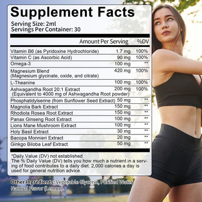 Totaria cortisol Supplement Liquid Drops Hormone Balance for Women Men with Magnesium Complex,Ashwagandha,Rhodiola Rosea,L Theanine,Phosphatidylserine Supplements Mood, Focus, Sleep Support 2 FL.OZ - Maple Wellness Supplements