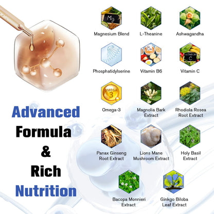 Totaria cortisol Supplement Liquid Drops Hormone Balance for Women Men with Magnesium Complex,Ashwagandha,Rhodiola Rosea,L Theanine,Phosphatidylserine Supplements Mood, Focus, Sleep Support 2 FL.OZ - Maple Wellness Supplements
