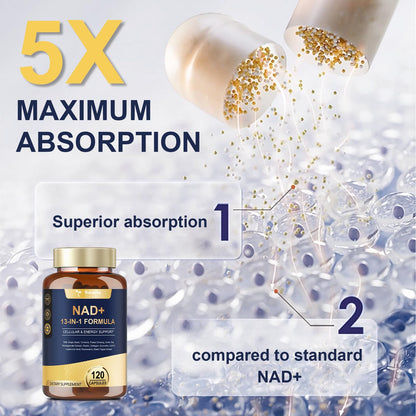 Totaria NAD Supplement for Women Men with nicotinamide riboside resveratrol,Quercetin, Betaine Boost NAD+ Levels NAD Plus Supplement for Anti Aging, Energy, Immune, Focus 120 Capsules - Maple Wellness Supplements