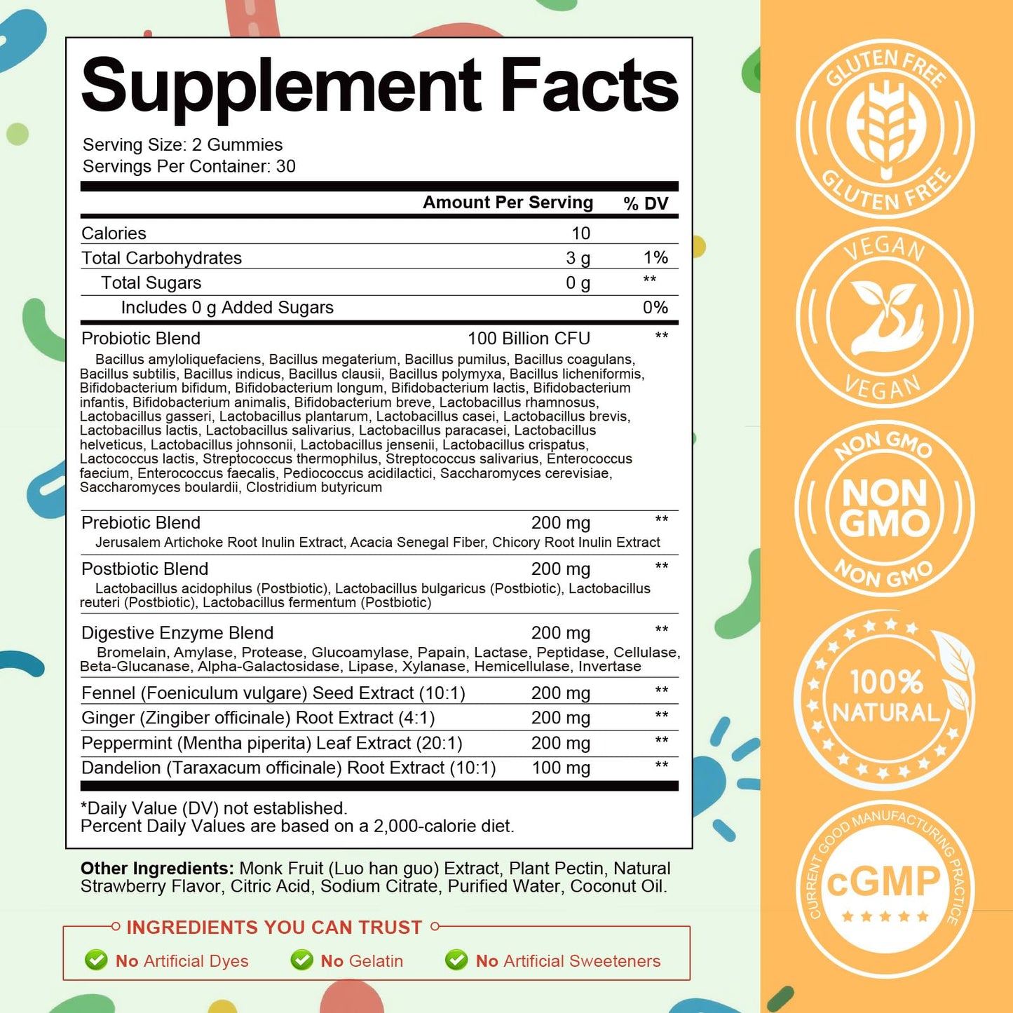 Totaria Sugar Free 5-in-1 Probiotic Prebiotic Postbiotic Gummy, 36 Strains Probiotics for Women Men with Digestive Enzymes, Peppermint, Complete Immune, - Maple Wellness Supplements