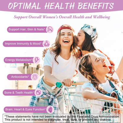 Totaria Sugar Free Multivitamin Gummies for Women 14+ w/Iron, Inositol, Folate, Biotin, Womens Daily Multivitamin Gummy w/Vitamin A, C, B, D3, K2 - Maple Wellness Supplements