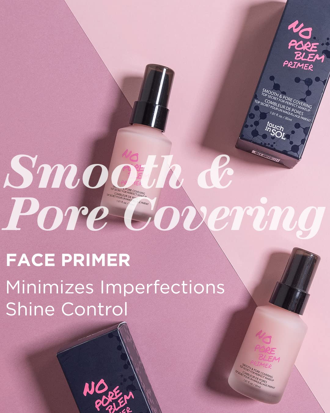 TOUCH IN SOL No Poreblem Primer – Pore Primer for Korean Makeup, Mattifying Primer for Oily Skin, Pore Eraser for Large Pores, Blurring Finish from K Beauty (1.01 fl.oz/30ml) - Maple Wellness Supplements