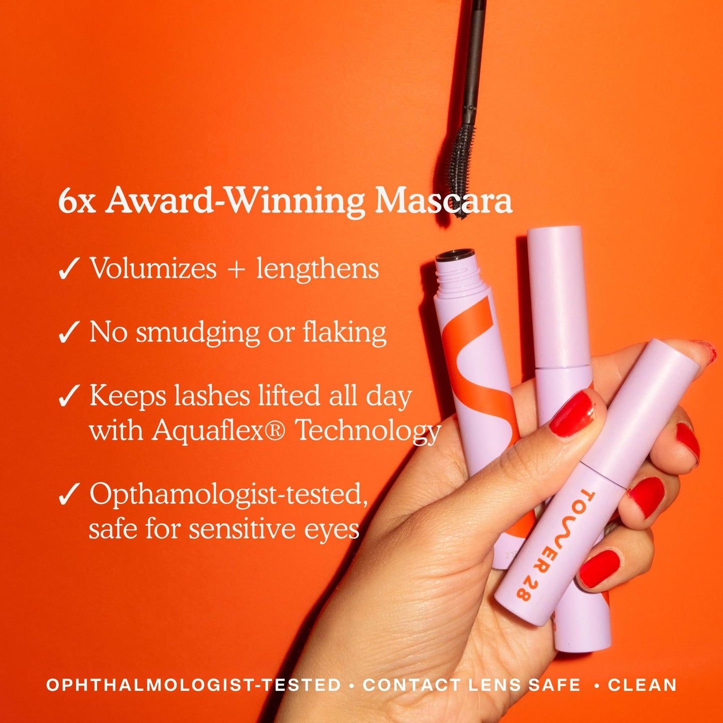 Tower 28 MakeWaves Vegan Black Mascara - Volumizing & Lengthening Mascara for Sensitive Eyes - With Aquaflex Technology for Humidity-Proof Lift - Hypoallergenic Eye Makeup - Jet (0.29 oz) - Maple Wellness Supplements