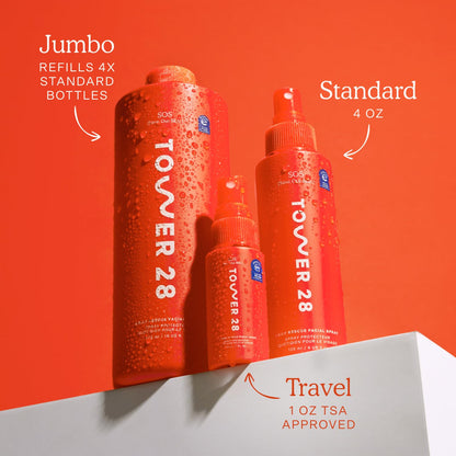 Tower 28 SOS Daily Rescue Facial Spray - Hypochlorous Acid Spray to Help Reduce Redness, Calm Irritation + Alleviate Flare-Ups - Soothing + Purifying Face Toner - Everyday Skin Care Essential (4 oz) - Maple Wellness Supplements