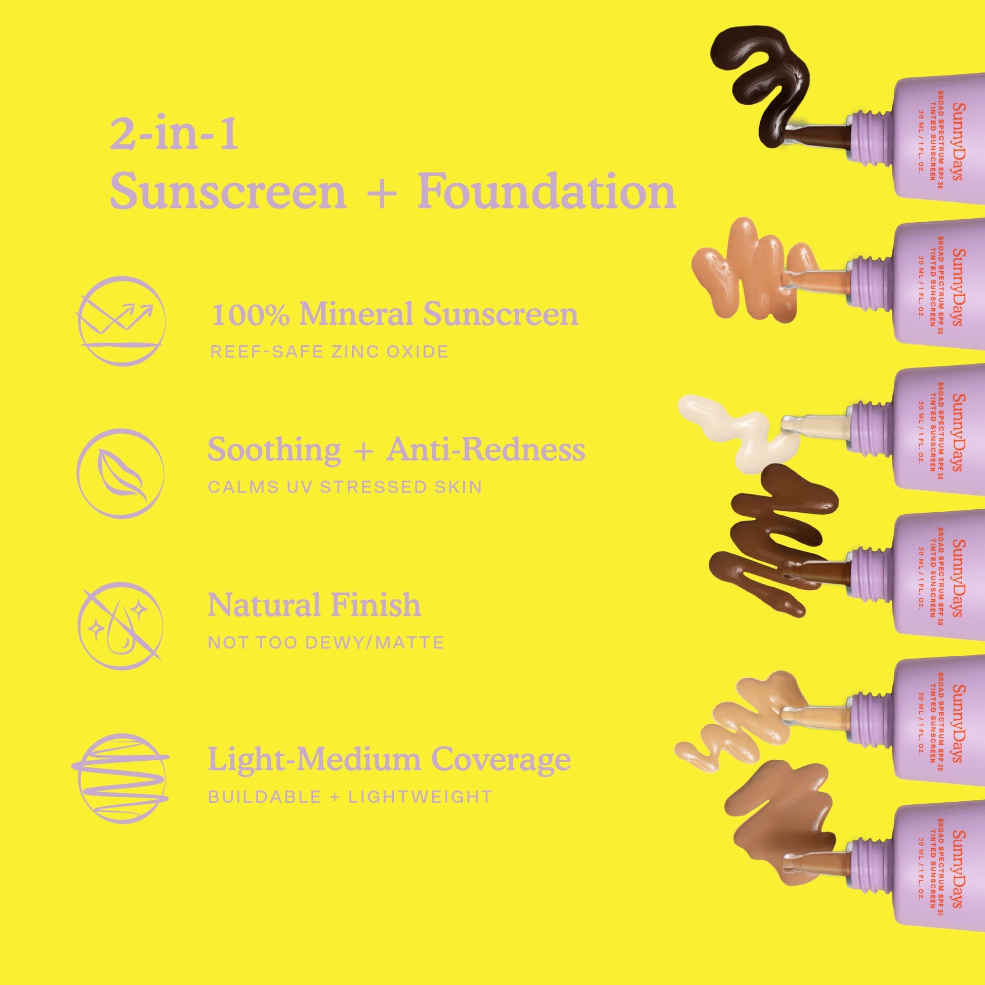 Tower 28 SunnyDays SPF 30 Tinted Moisturizer - 2-in-1 Buildable Coverage Foundation + Mineral Sunscreen for Face - Zinc Oxide, Aloe & Prickly Pear for Sensitive Skin - 15/Light Warm (1 oz) - Maple Wellness Supplements
