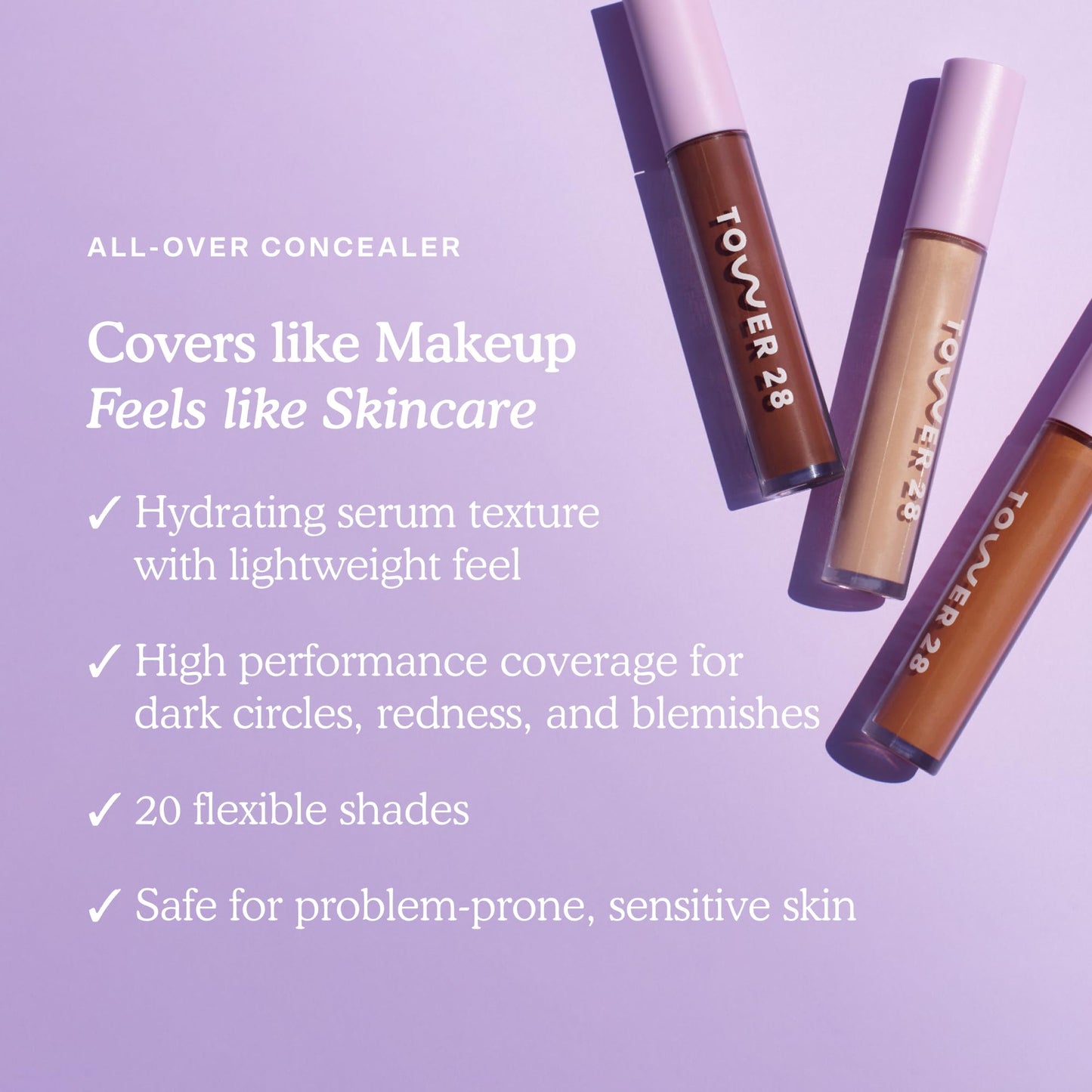 Tower 28 Swipe Serum Concealer - Hydrating Medium-Full Coverage Concealer + Under Eye Brightener - Skin Care Infused Makeup with Hyaluronic Acid + Soothing Centella - 1.0 Fair/Neutral (0.22 oz) - Maple Wellness Supplements