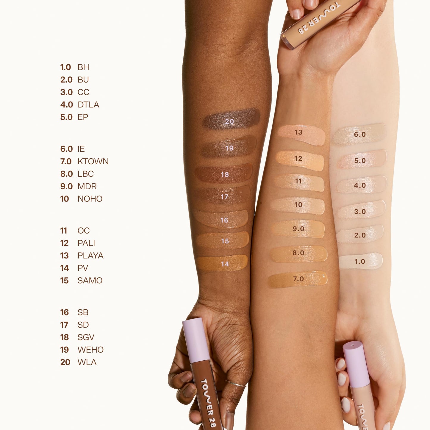 Tower 28 Swipe Serum Concealer - Hydrating Medium-Full Coverage Concealer + Under Eye Brightener - Skin Care Infused Makeup with Hyaluronic Acid + Soothing Centella - 1.0 Fair/Neutral (0.22 oz) - Maple Wellness Supplements