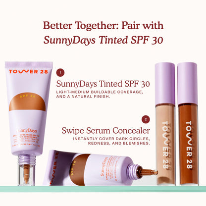 Tower 28 Swipe Serum Concealer - Hydrating Medium-Full Coverage Concealer + Under Eye Brightener - Skin Care Infused Makeup with Hyaluronic Acid + Soothing Centella - 1.0 Fair/Neutral (0.22 oz) - Maple Wellness Supplements