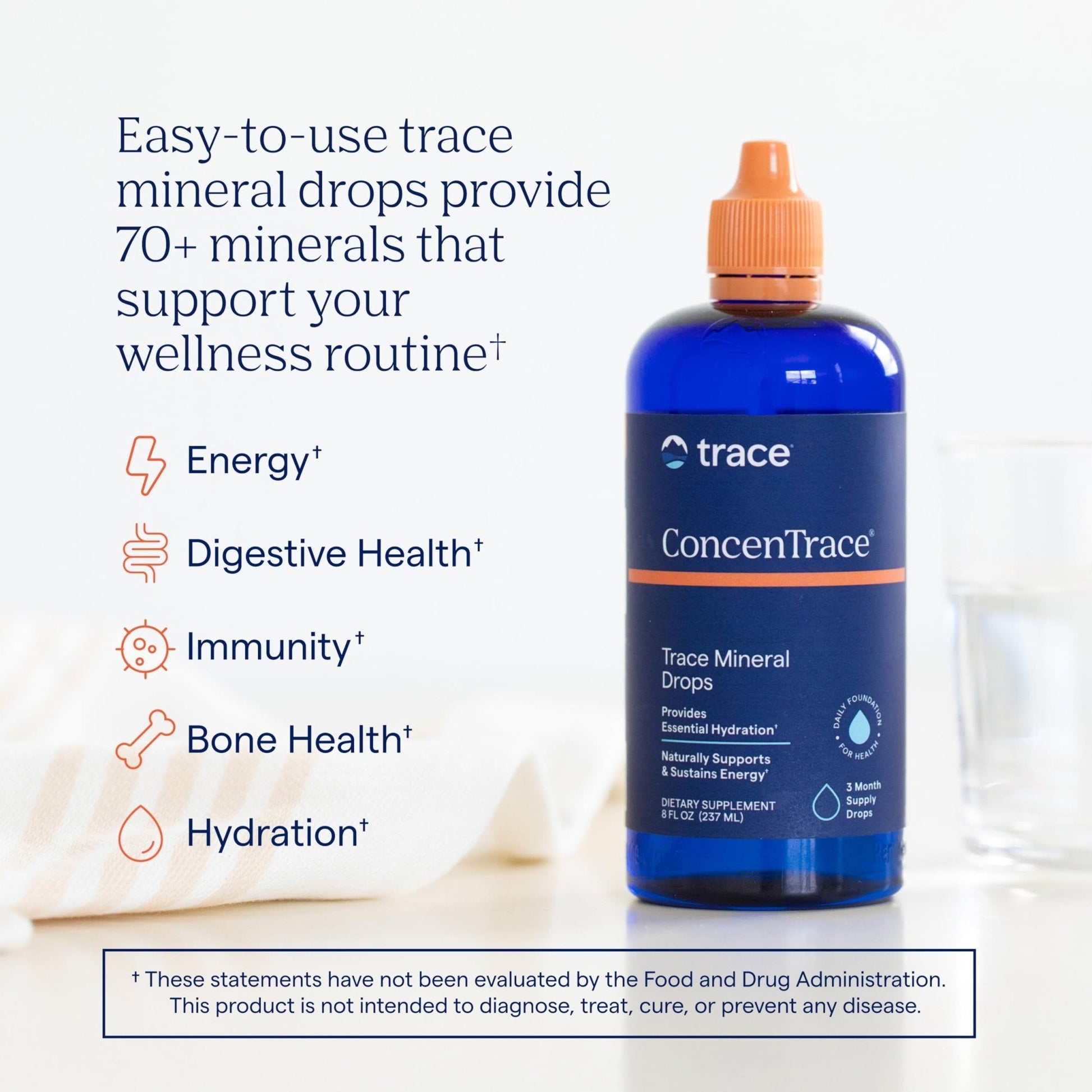 Trace Minerals ConcenTrace Trace Mineral Drops | Supports Energy, Digestion, Bone Health & Hydration, 70+ Ionic Trace Minerals w/Magnesium - Maple Wellness Supplements