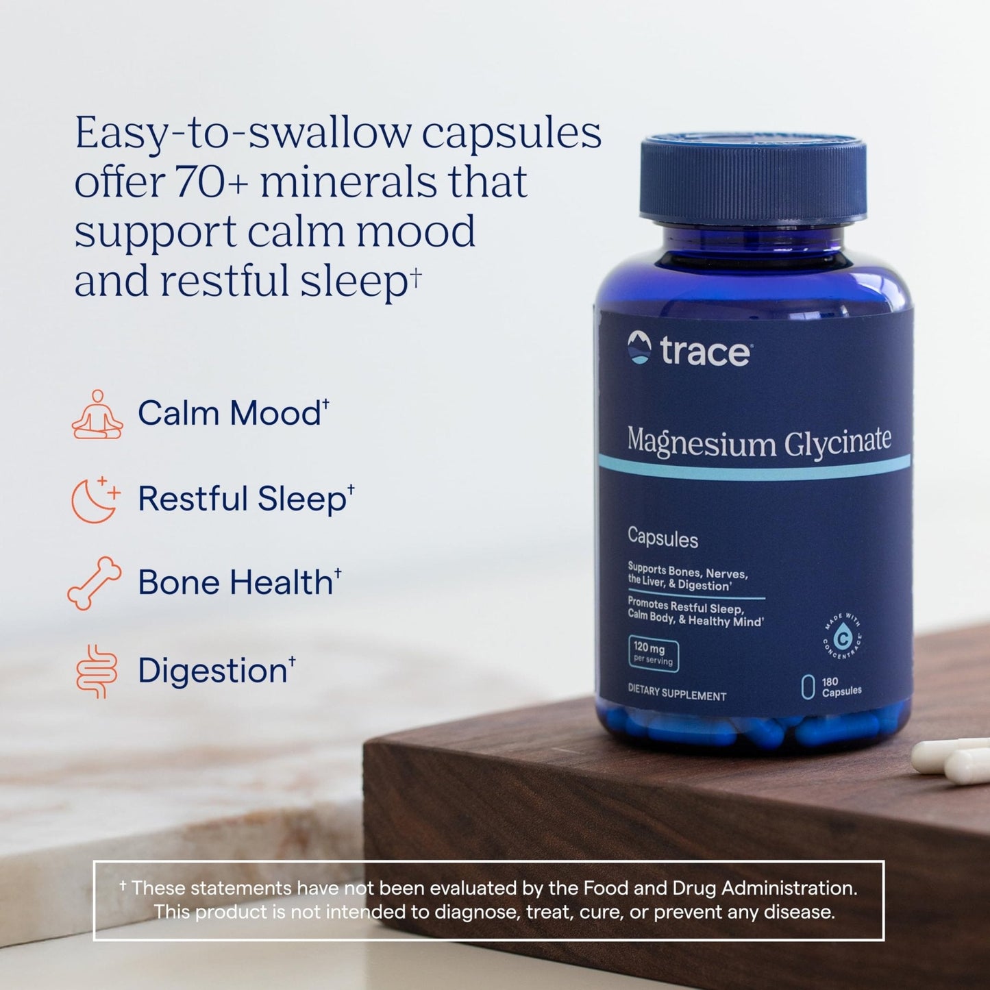 Trace Minerals Magnesium Glycinate - Gentle Magnesium Glycinate Supplement for Healthy Sleep & Relaxation Support - Healthy Mind & Energy - Maple Wellness Supplements